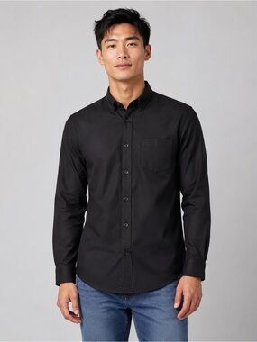 NWT Desert Dunes Men's Black Long Sleeve Button Up Shirt Size S